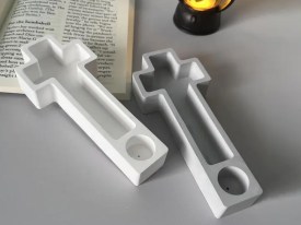 Molde silicona porta velas cruz 